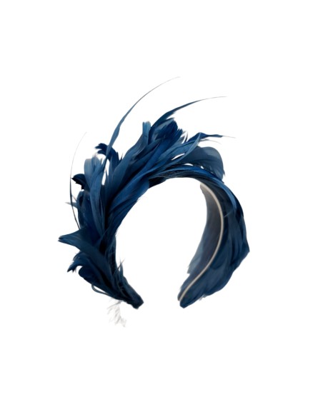 Navy blue feather guest headband