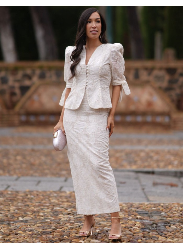 Ensemble deux pièces avec veste boutonnée et...