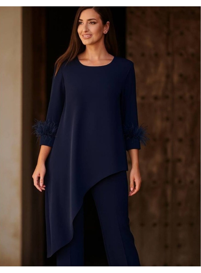 Two-piece navy blue guest ensemble