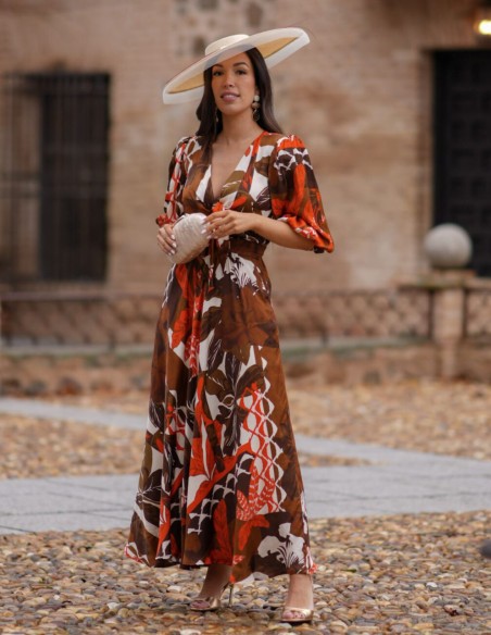 Robe d'invité midi en tissu imprimé