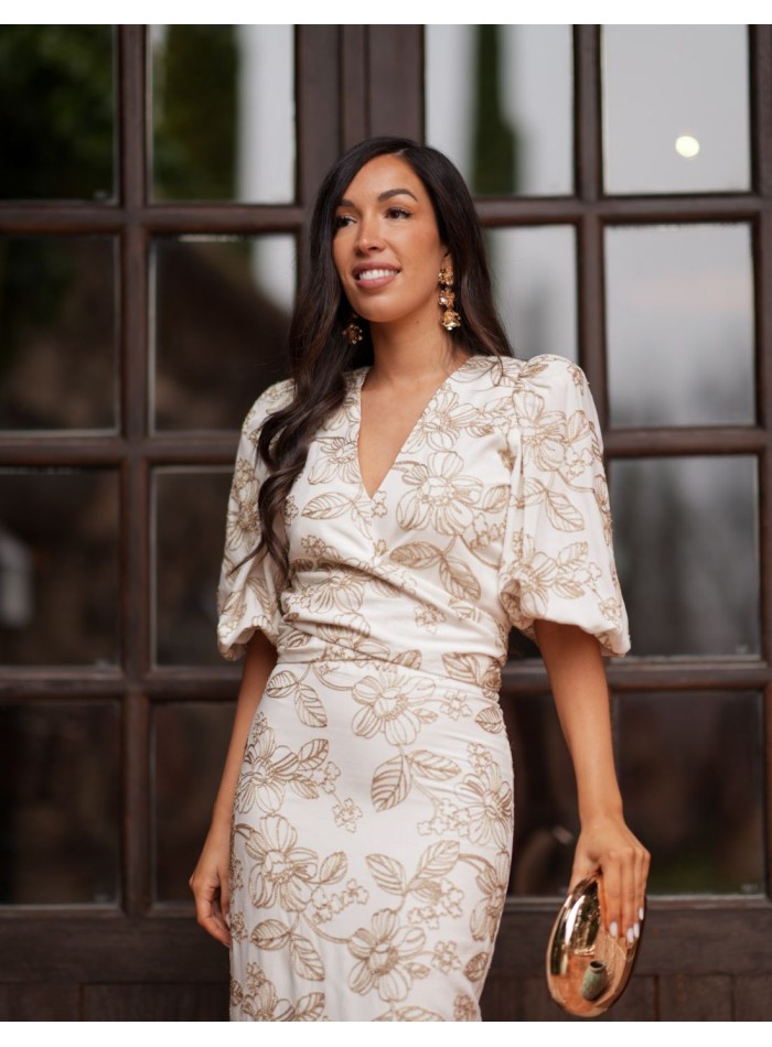 Ensemble deux pièces beige pour invités avec...