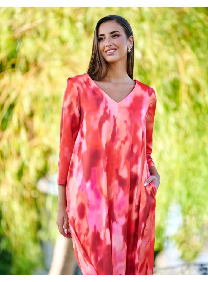 Robe midi imprimée en tissu fluide pour les...