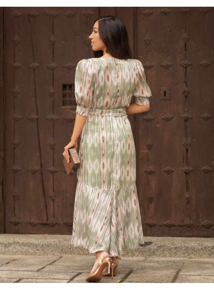 Vestido midi con tejido fluido y escote cruzado para eventos de primavera