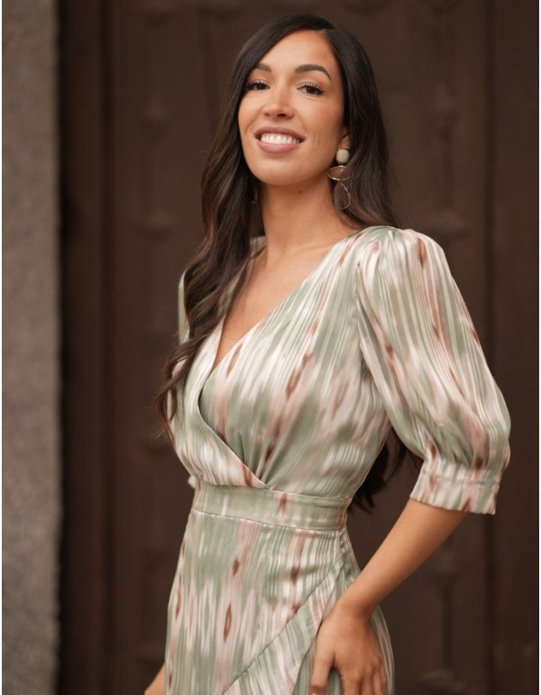 Vestido midi con tejido fluido y escote cruzado 2