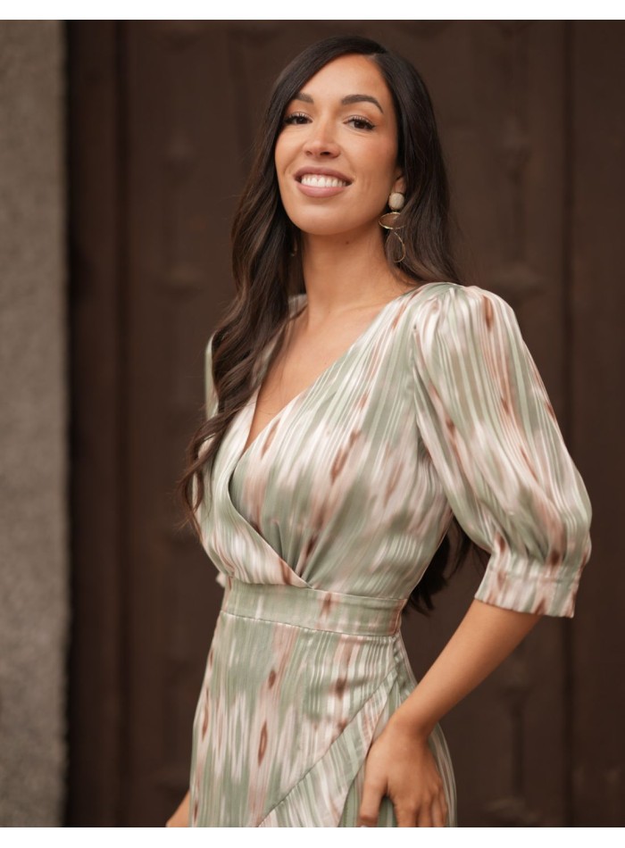 Midi dress with flowing fabric and crossover...