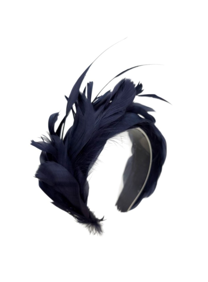 Feather headband for guests in navy color