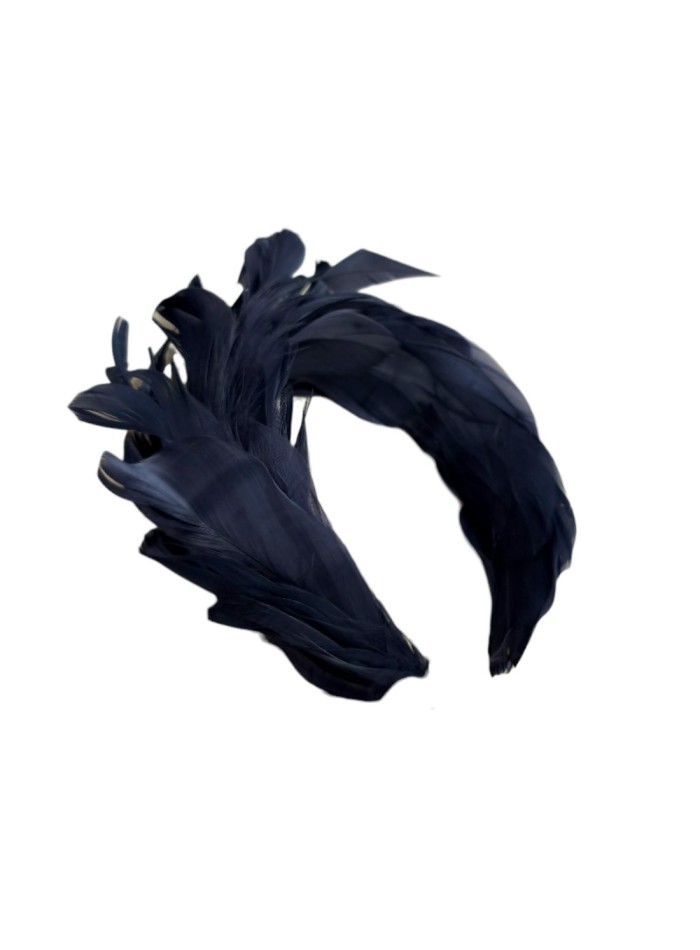 Feather headband for guests in navy color