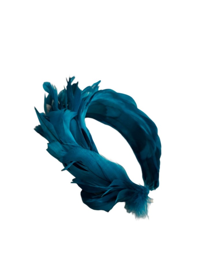 Bandeau de plumes pour invité en bleu canard