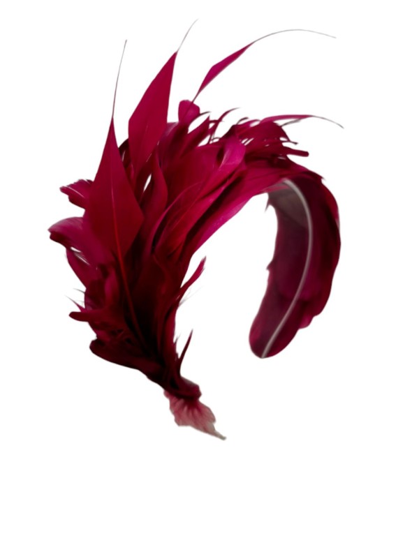 Maroon feather headband for guest in maroon color 2