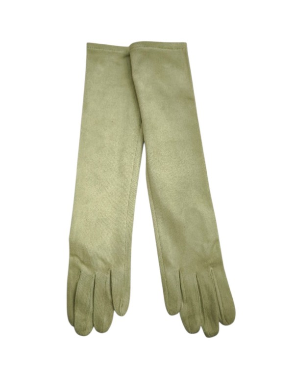 Pistachio color suede gloves for guests 2