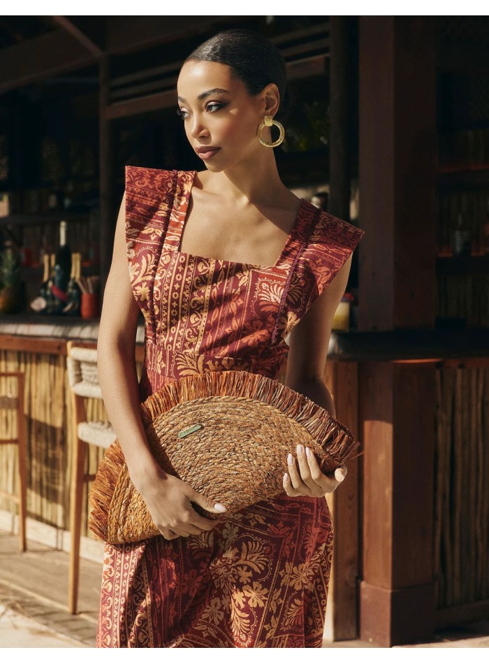 Robe midi d'invité à imprimé géométrique dans...