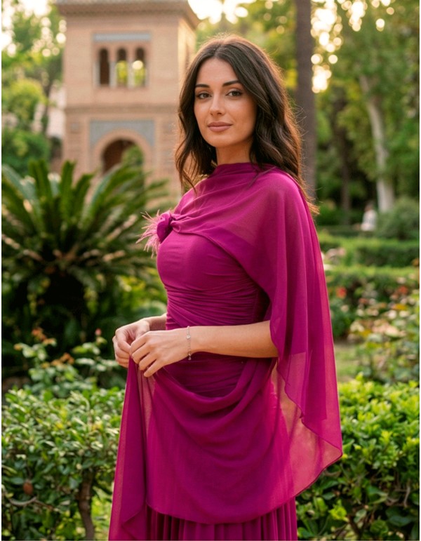 Vestido Largo Buganvilla con Flor Extraíble y Espalda Ajustable 2