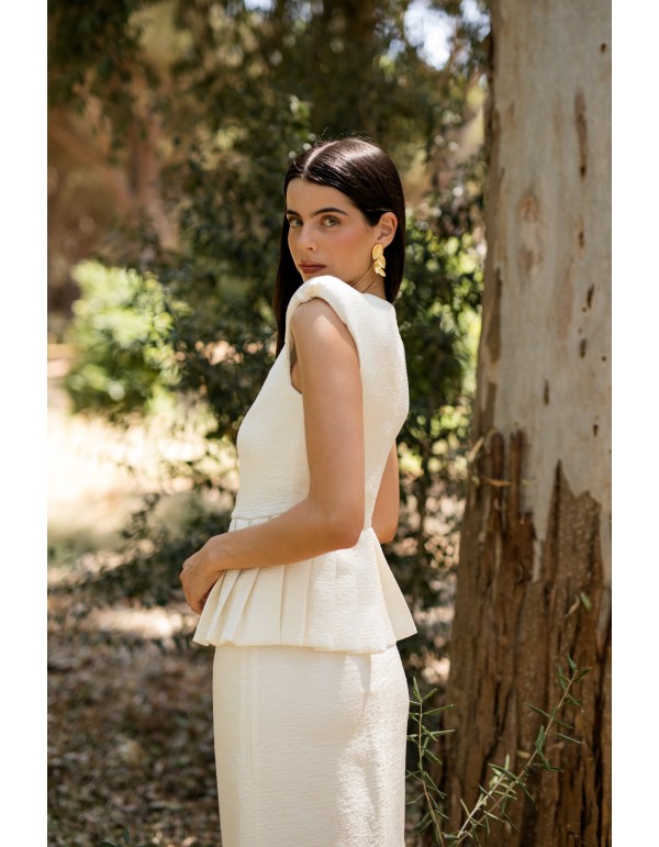 Mother's communion outfit with peplum top and midi skirt 2