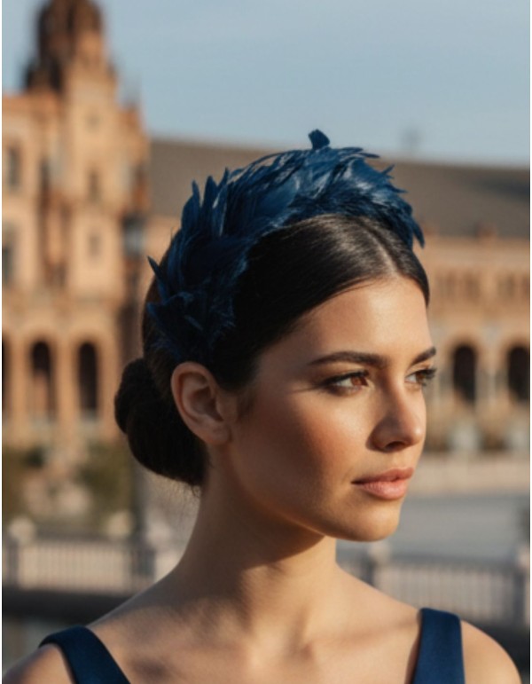 Bandeau d'invité en plumes bleu marine