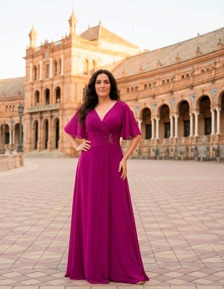 Robe longue drapée surdimensionnée avec détails en strass