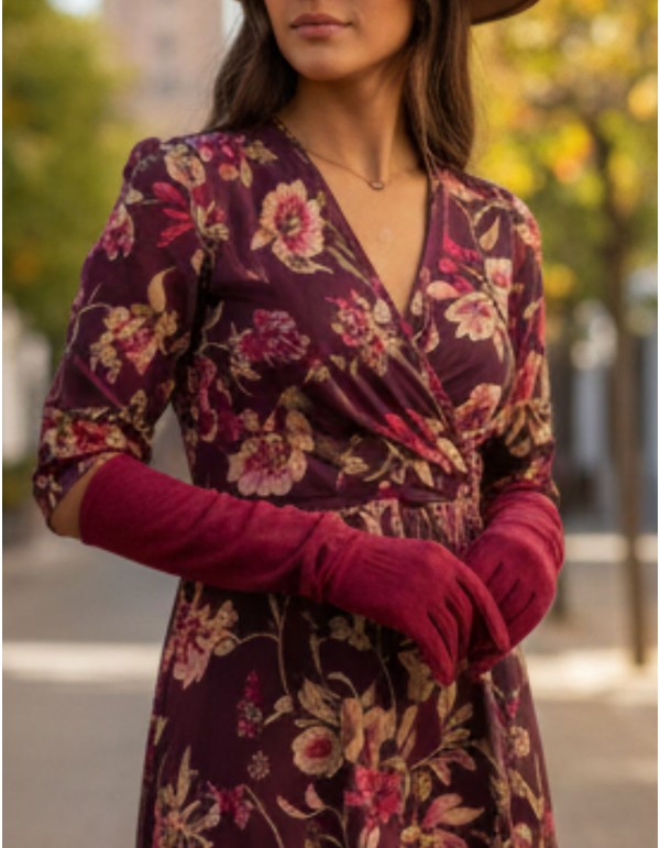 Gants en daim pour les invités, couleur bougainvillier