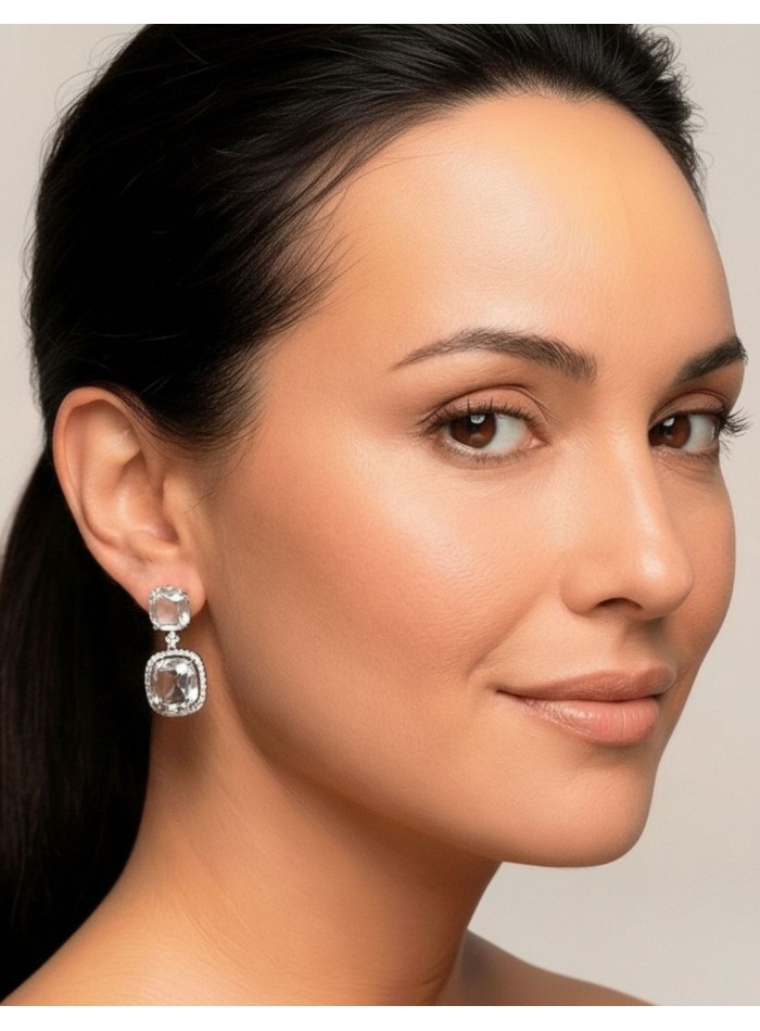 Boucles d'oreilles artisanales plaquées rhodium...