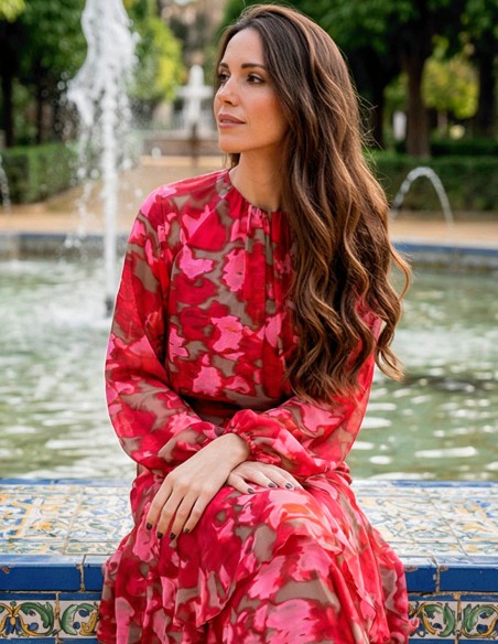 conjunto de flores estampado para invitada a boda de día