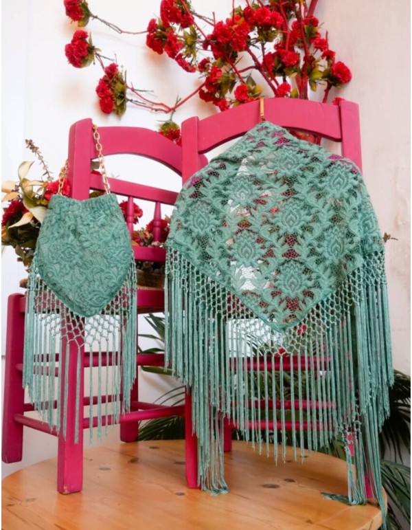 Mint color lace manila shawl 2