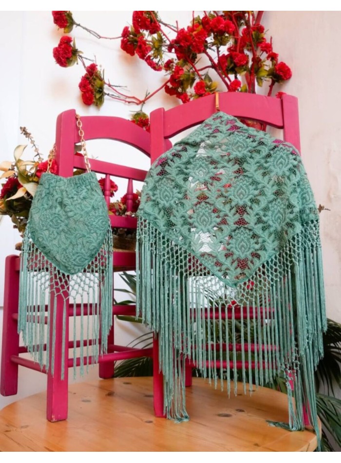 Mint color lace manila shawl