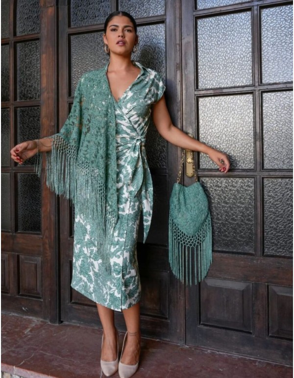 Mint color lace manila shawl