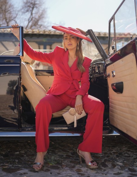 Ensemble deux pièces en crêpe rouge foncé