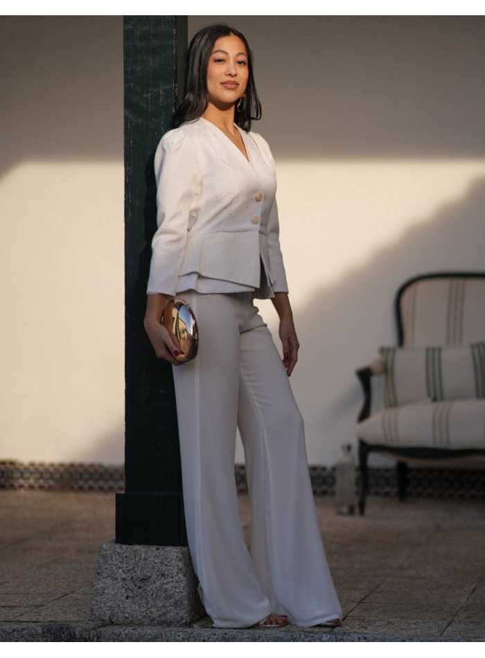 Two-piece ensemble with jacquard jacket and...