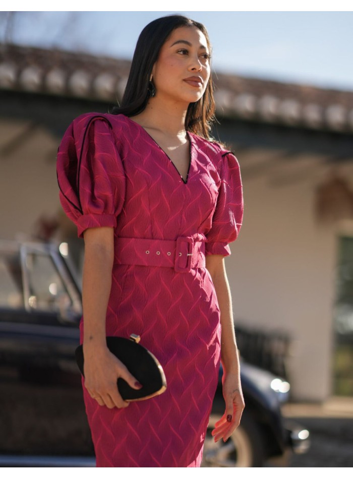 Vestido midi fucsia