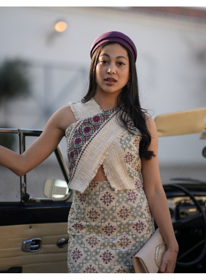 Ensemble pour invités en tissu rustique à...