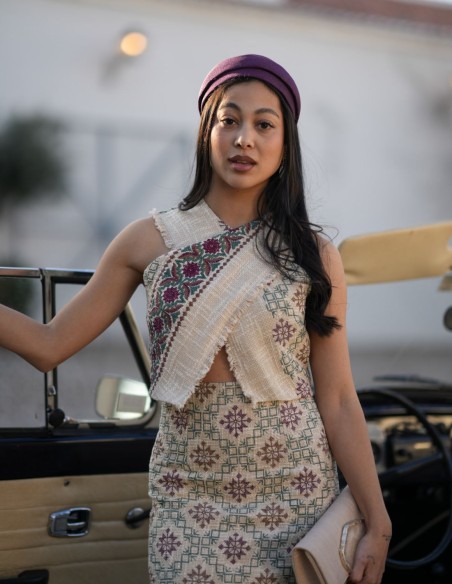 Ensemble pour invités en tissu rustique à imprimé géométrique