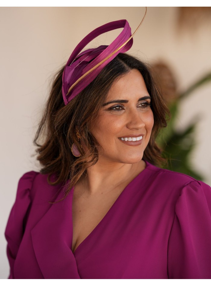 Robe midi en crêpe de couleur lie-de-vin avec...