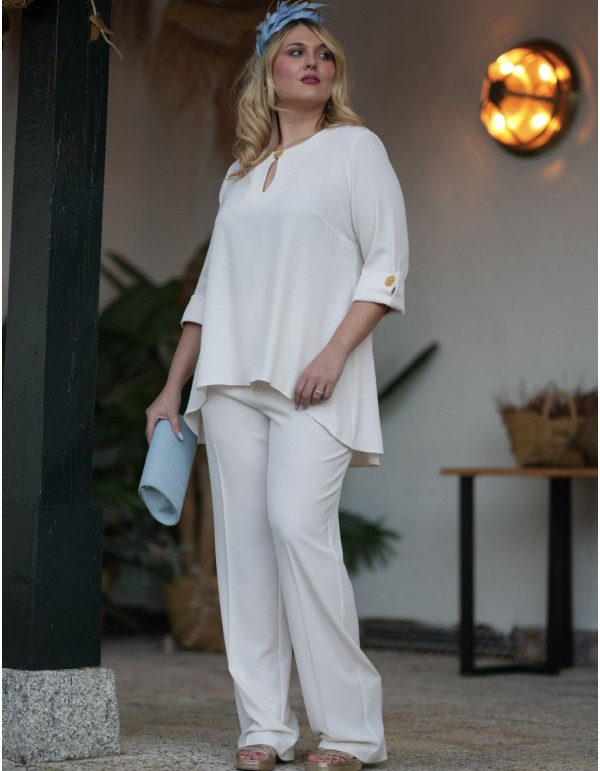 Ecru two-piece ensemble with rhinestone detail on cuffs... 2