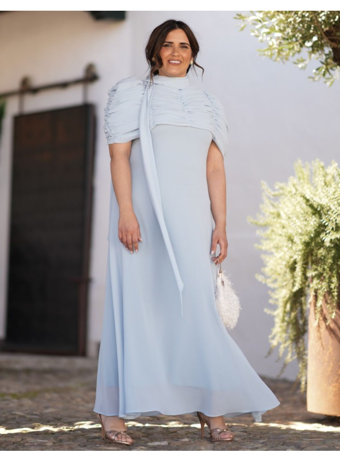 Chiffon flared midi dress with halter neckline...