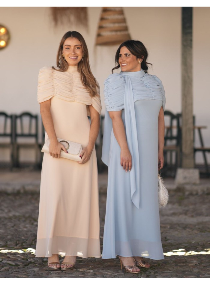 Chiffon flared midi dress with halter neckline...