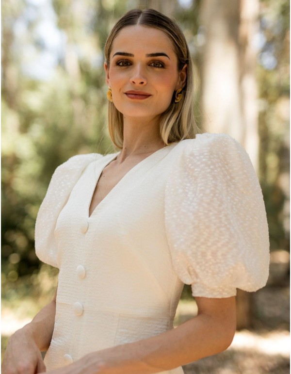 Vestido midi con mangas abullonadas 2