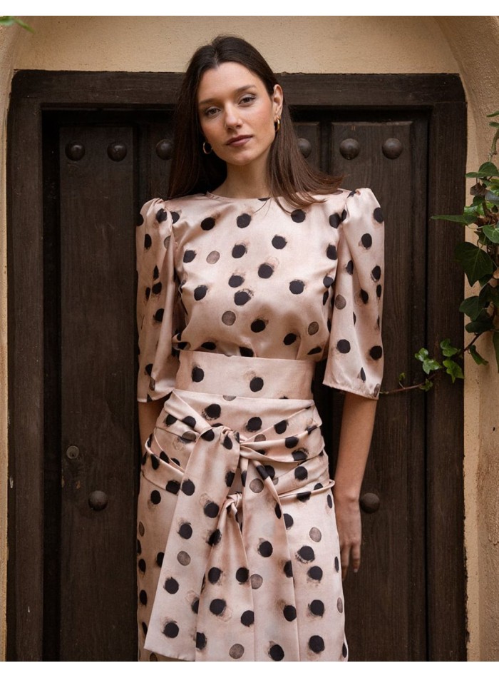 Top à manches courtes imprimé à pois pour les...