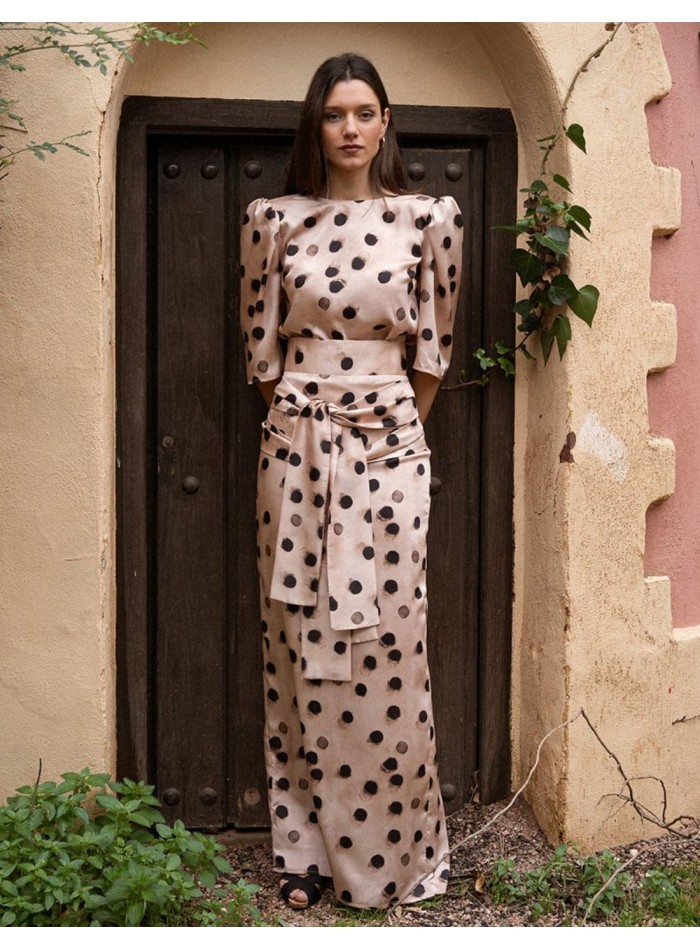 Top con estampado de lunares a conjunto