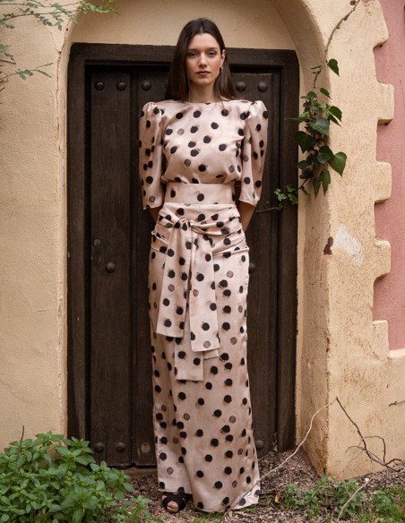 Short sleeve polka dots print top for guests