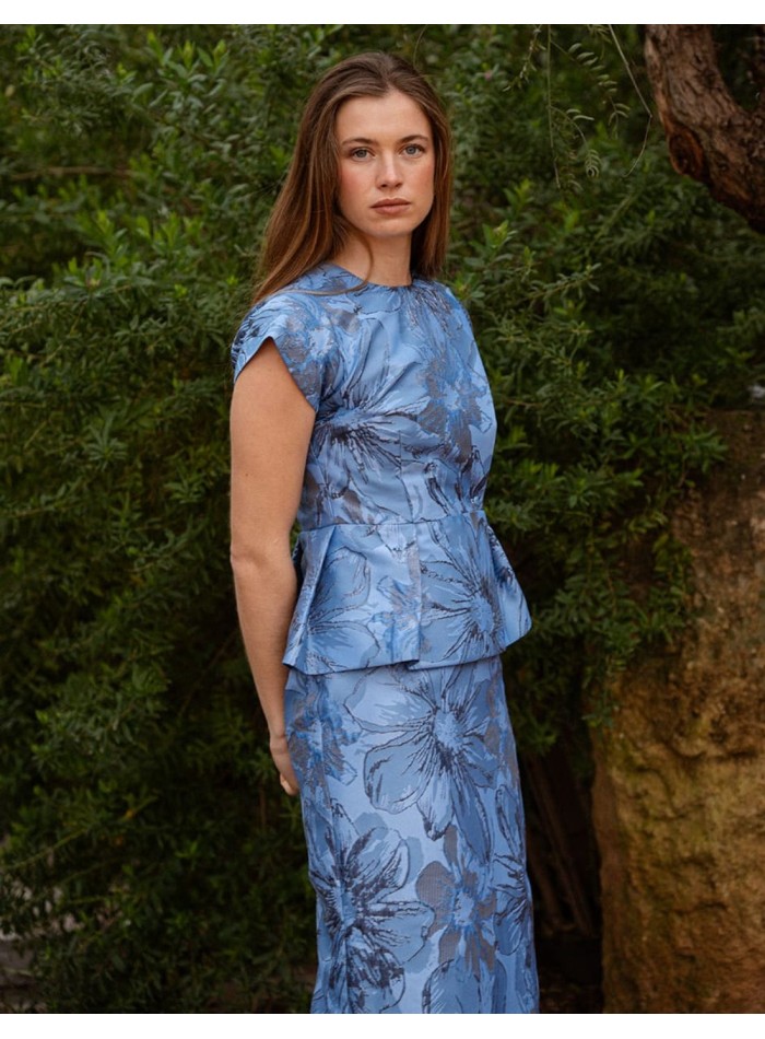 Jupe midi à coupe droite avec imprimé floral