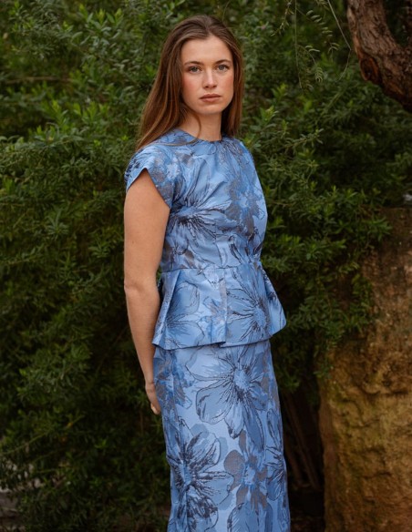 Jupe midi à coupe droite avec imprimé floral