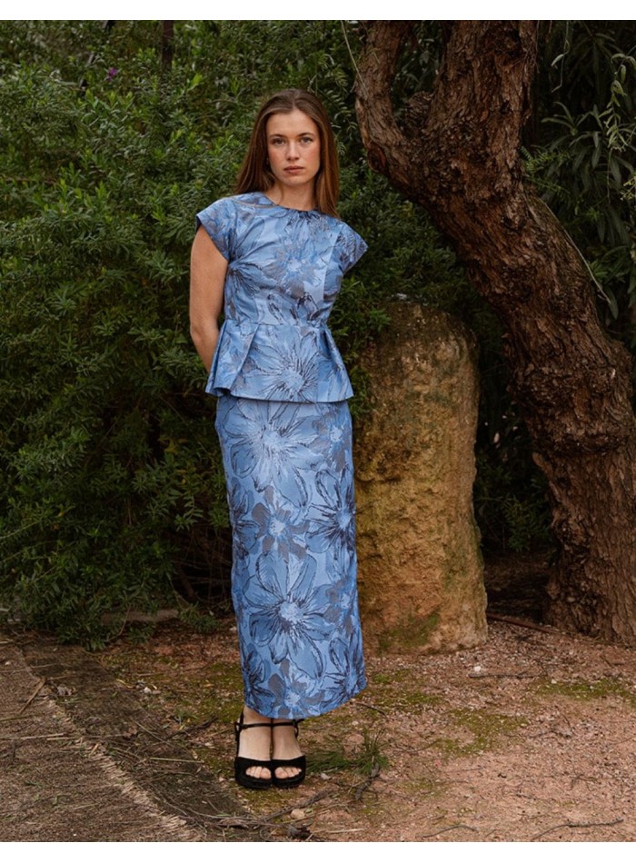 Falda midi de corte recto con estampado floral