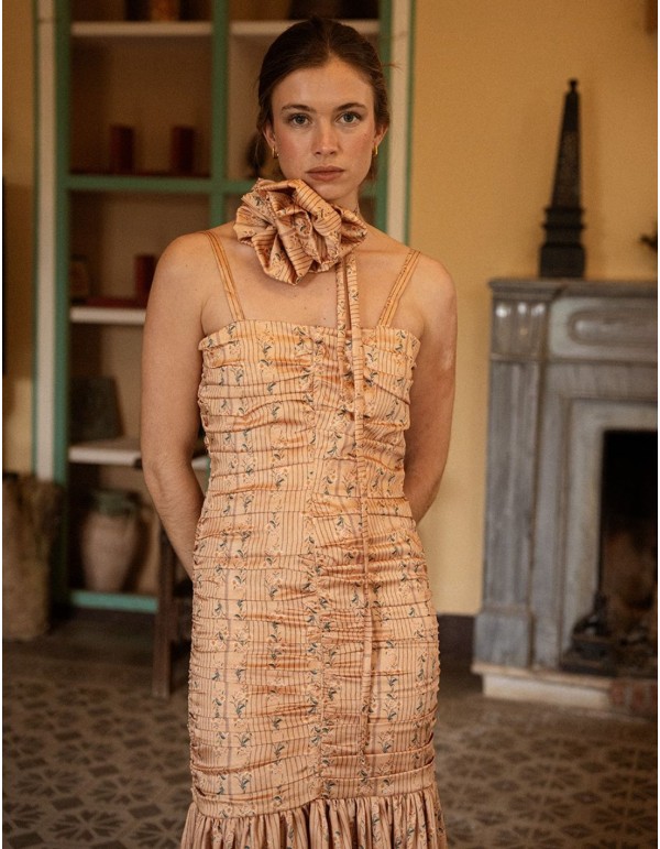 Choker de flor en tono amatillo con estampado mini floral