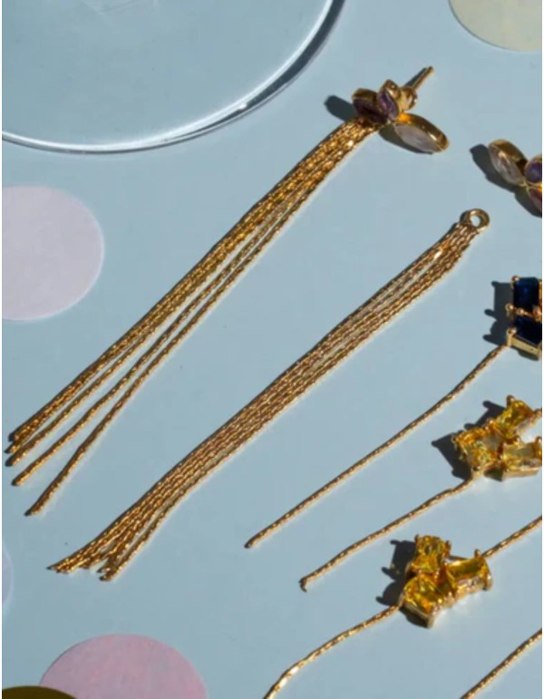 Detachable earrings with stones and chain fringe 2