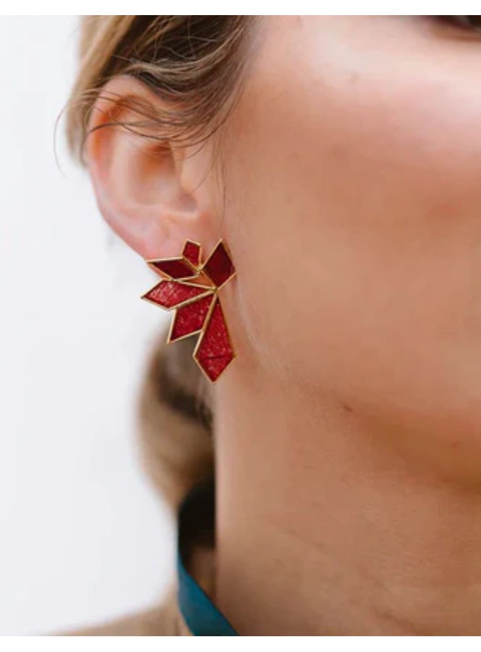 Boucles d'oreilles géométriques avec pierres de...