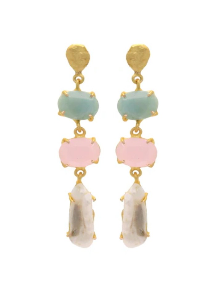 Earrings with multicolored stones and cascading...