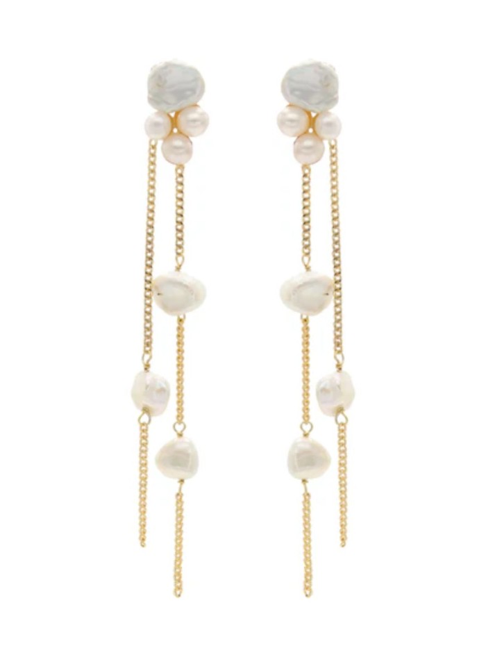 Elegant waterfall earrings with pearls
