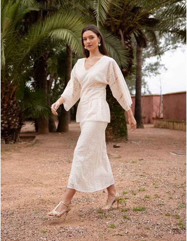 Jupe midi à coupe droite en dentelle 2