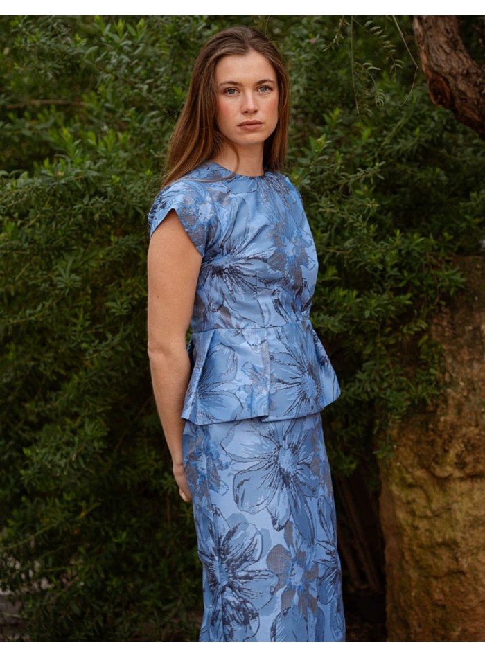 Veste à volants en brocart floral