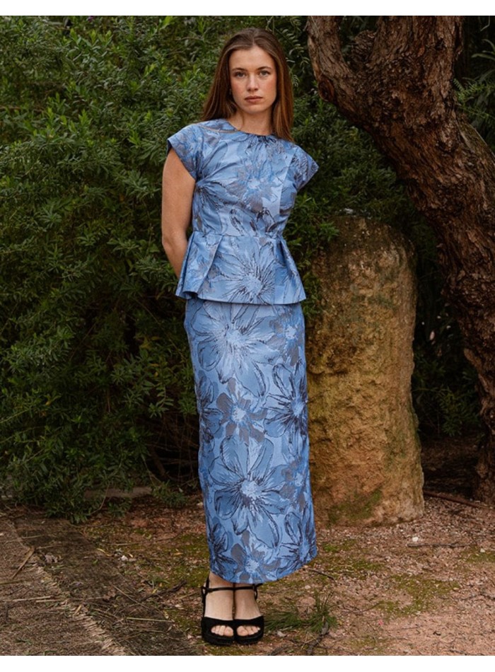 Chaqueta con estampado floral con volante