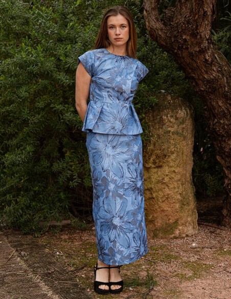 Veste à volants en brocart floral